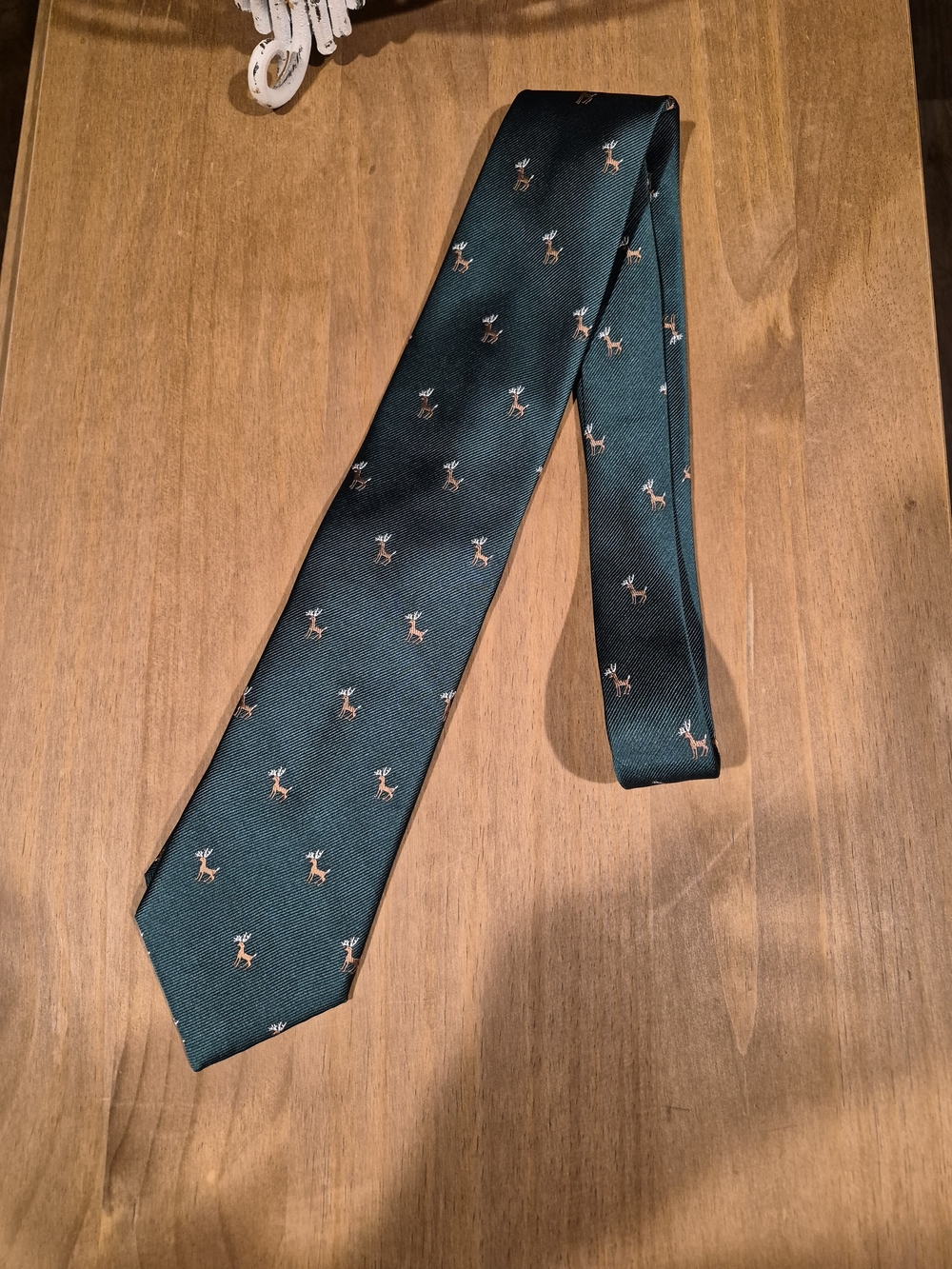 J. Crew Dark Green Tie with Deer Motif